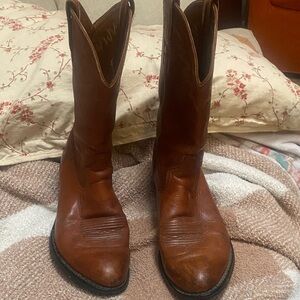 Ariat Brown Leather Cowboy Boots with Pull-On Shaft